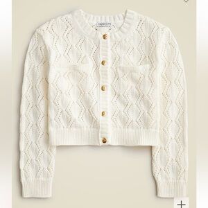 J crew ivory Girls' crochet cardigan sweater in cotton
